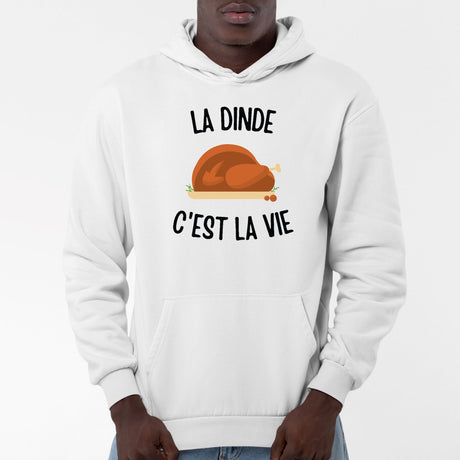 Sweat Capuche Adulte La dinde c'est la vie Blanc