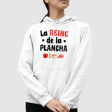 Sweat Capuche Adulte La reine de la plancha Blanc