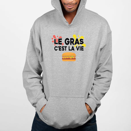 Sweat Capuche Adulte Le gras c'est la vie Gris