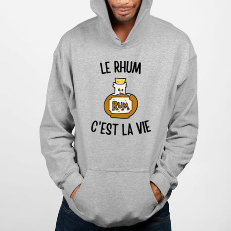 Sweat Capuche Adulte Le rhum c'est la vie Gris