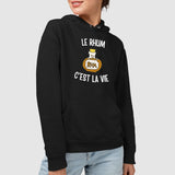 Sweat Capuche Adulte Le rhum c'est la vie Noir