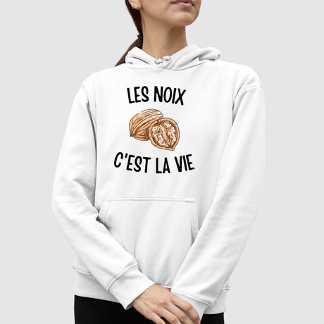 Sweat Capuche Adulte Les noix c'est la vie Blanc