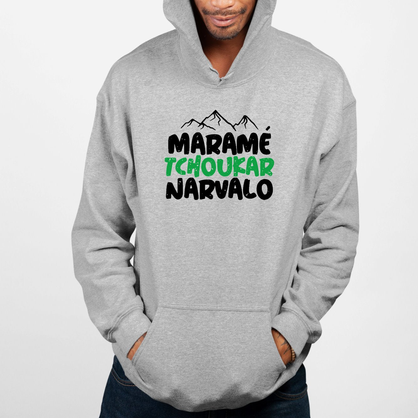 Sweat Capuche Adulte Maramé tchoukar narvalo Gris