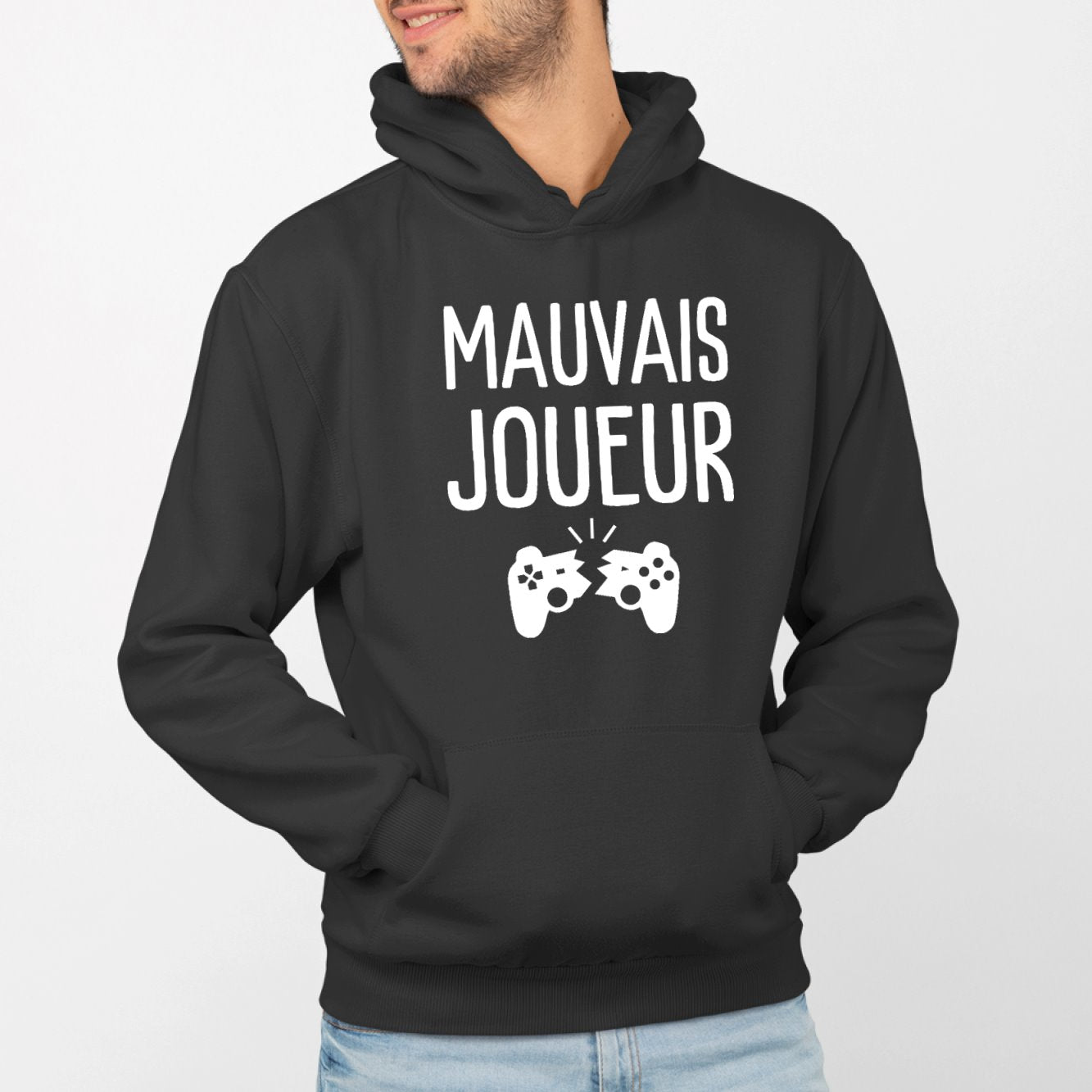 Sweat Capuche Adulte Mauvais joueur Noir