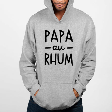 Sweat Capuche Adulte Papa au rhum Gris