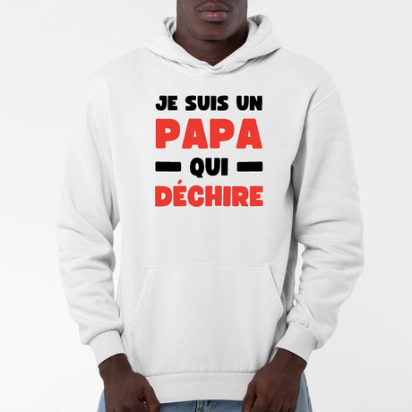 Sweat Capuche Adulte Papa qui déchire Blanc