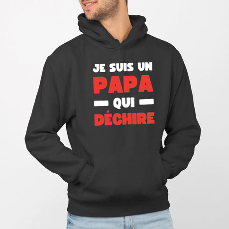 Sweat Capuche Adulte Papa qui déchire Noir