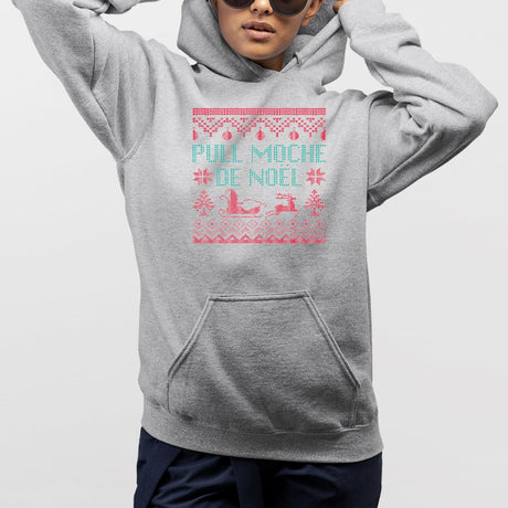 Sweat Capuche Adulte Pull moche de Noël Gris