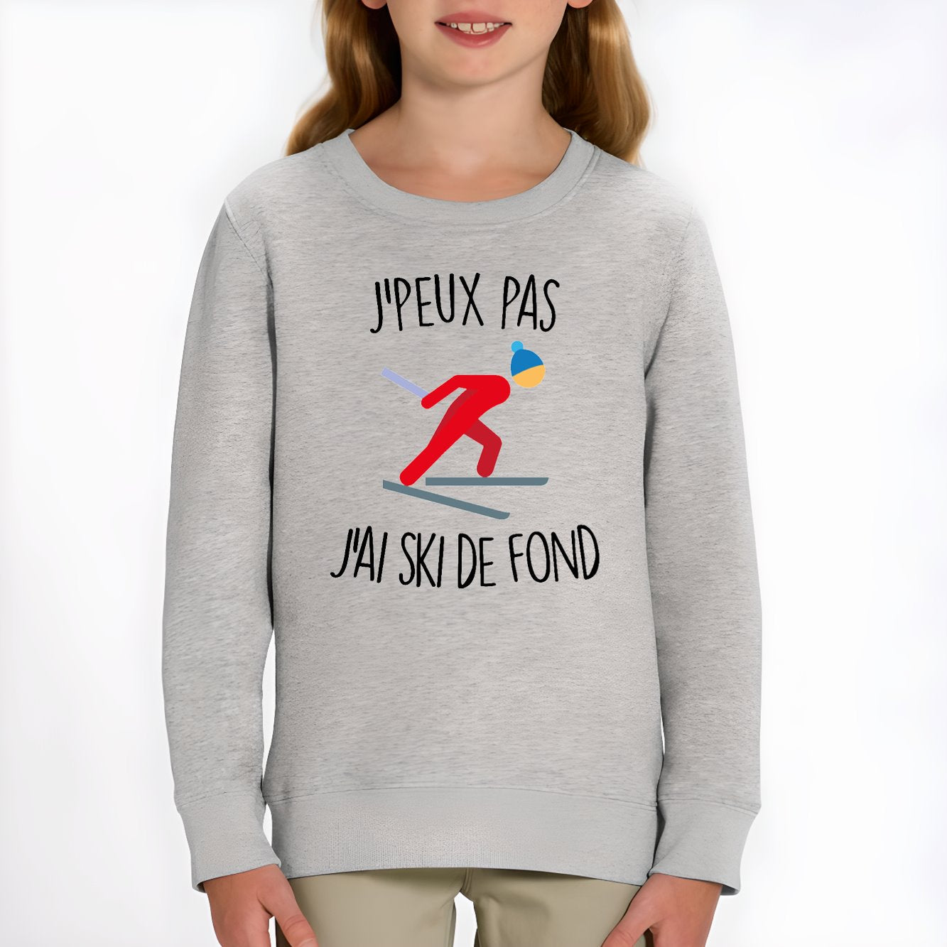 Sweat Enfant J'peux pas j'ai ski de fond Gris