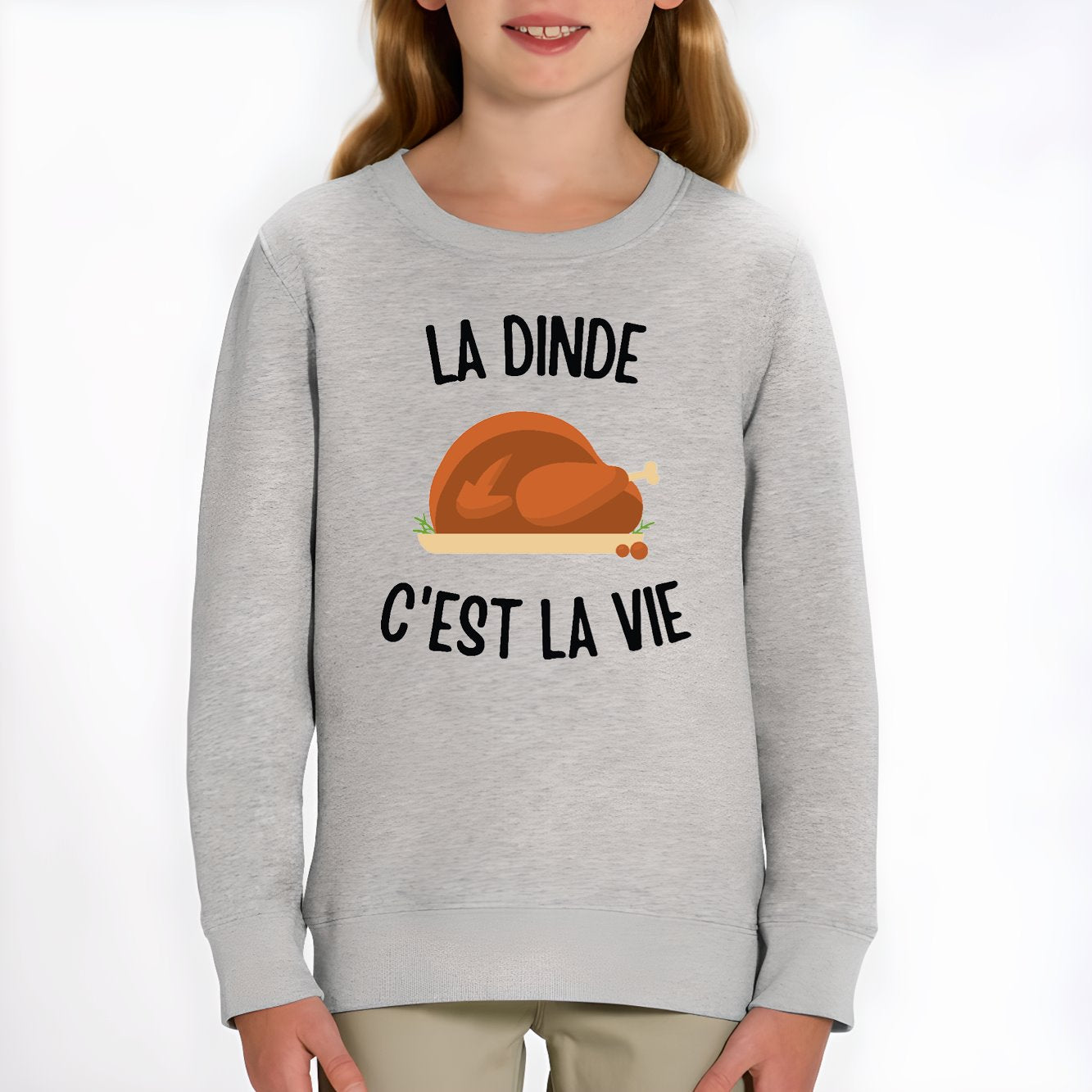 Sweat Enfant La dinde c'est la vie Gris