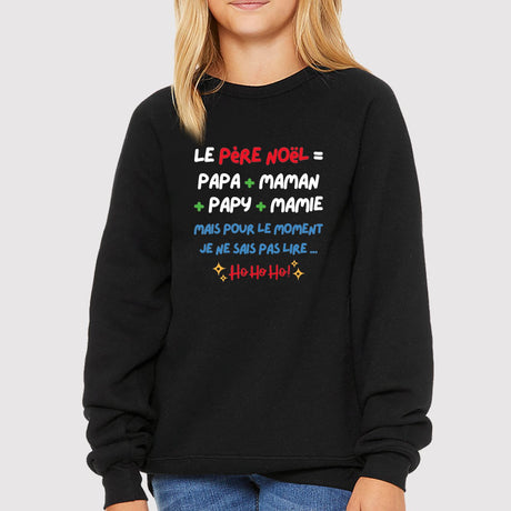 Sweat Enfant Le Père Noël c'est papa maman papy mamie Noir