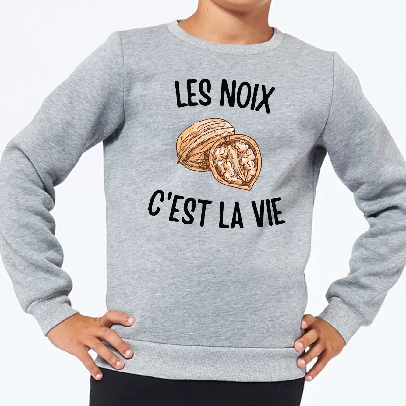 Sweat Enfant Les noix c'est la vie Gris