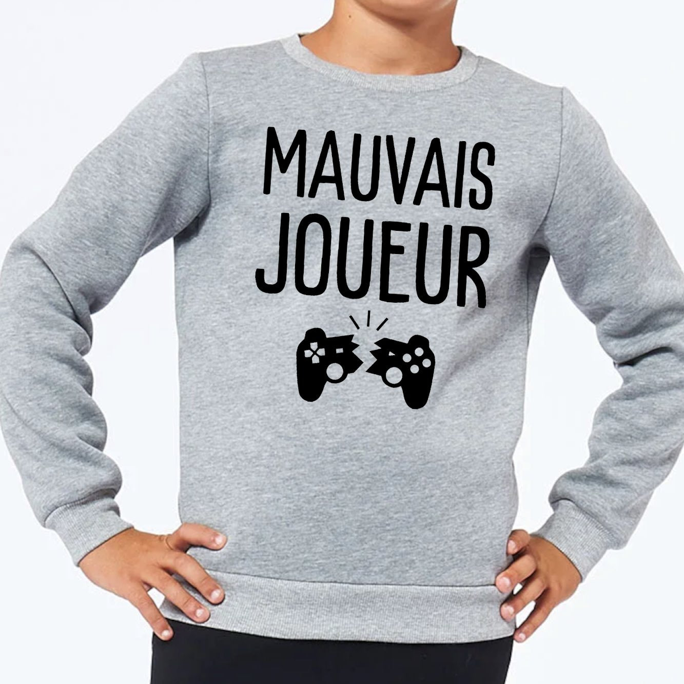 Sweat Enfant Mauvais joueur Gris