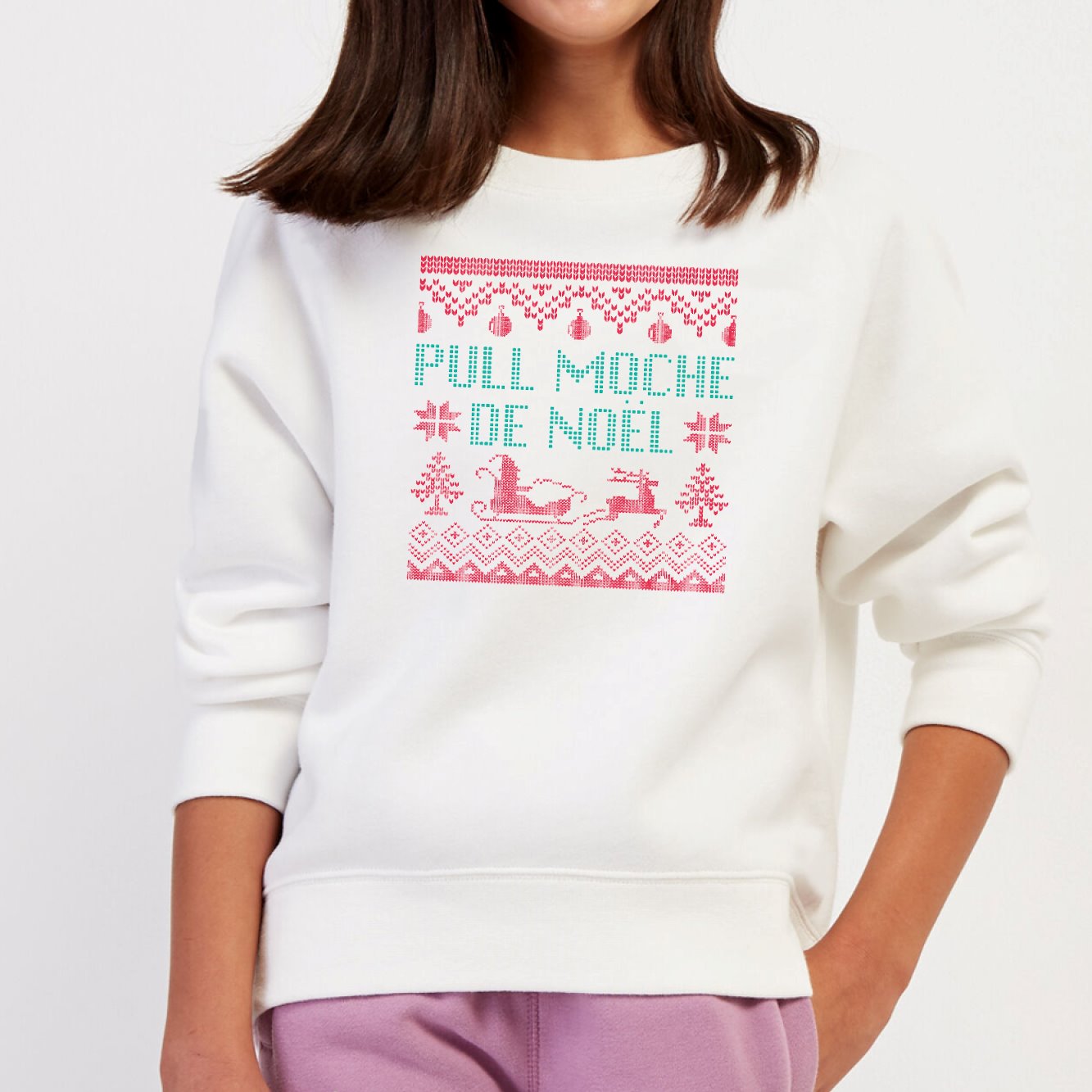 Sweat Enfant Pull moche de Noël Blanc