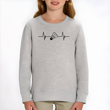 Sweat Enfant Rythme cardiaque badminton Gris