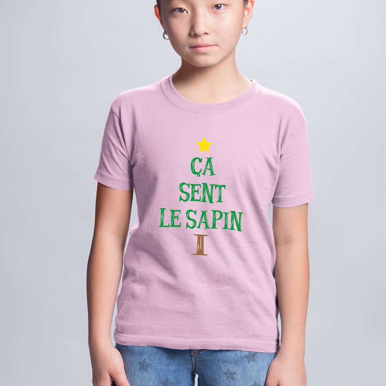 T-Shirt Enfant Ça sent le sapin Rose