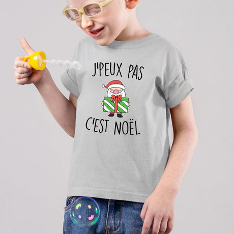 T-Shirt Enfant J'peux pas c'est Noël Gris