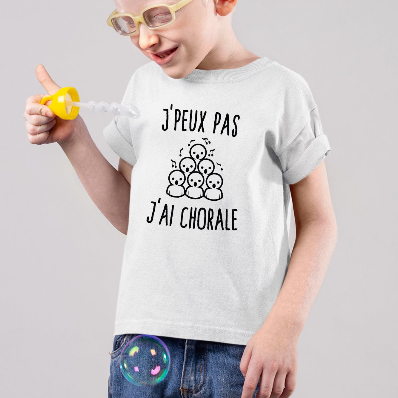 T-Shirt Enfant J'peux pas j'ai chorale Blanc