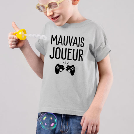 T-Shirt Enfant Mauvais joueur Gris