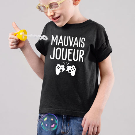 T-Shirt Enfant Mauvais joueur Noir