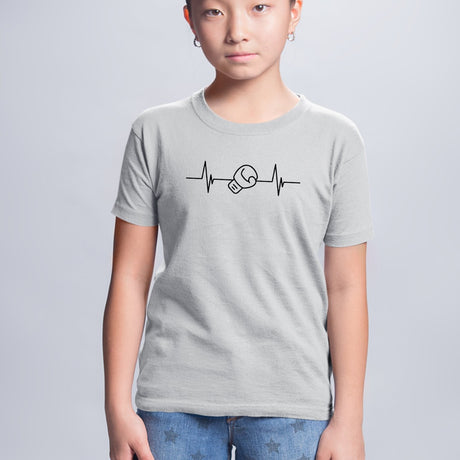 T-Shirt Enfant Rythme cardiaque boxe Gris