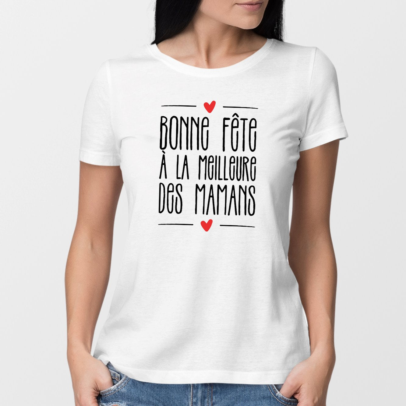 T-Shirt Femme Bonne fête à la meilleure des mamans Blanc