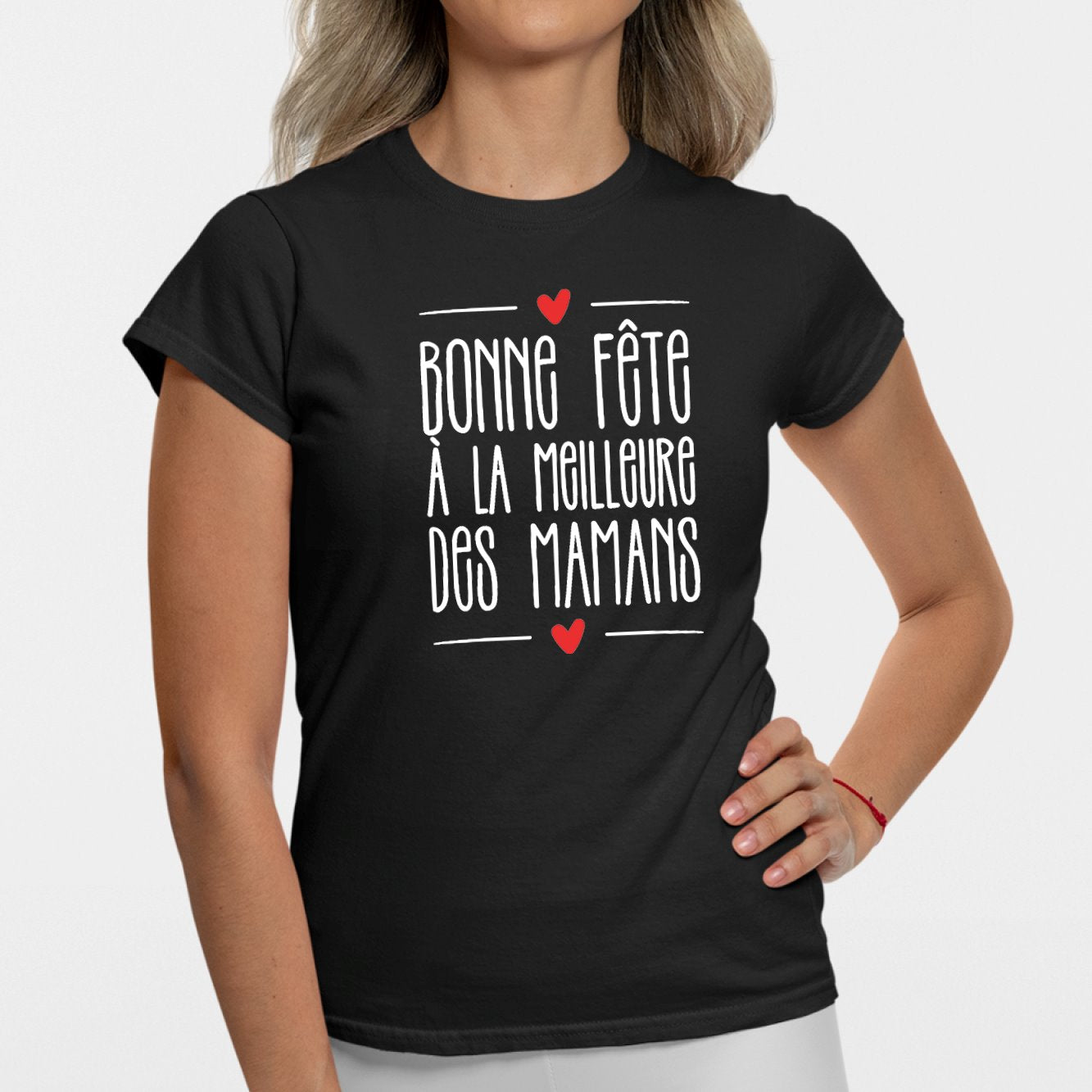 T-Shirt Femme Bonne fête à la meilleure des mamans Noir