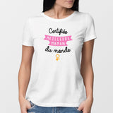 T-Shirt Femme Certifiée meilleure maman du monde Blanc