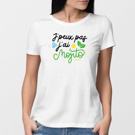 T-Shirt Femme J'peux pas j'ai mojito Blanc