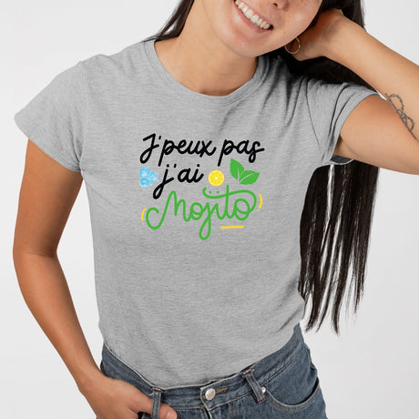 T-Shirt Femme J'peux pas j'ai mojito Gris