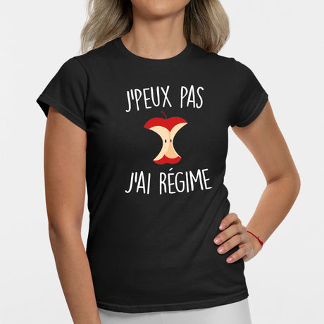 T-Shirt Femme J'peux pas j'ai régime Noir