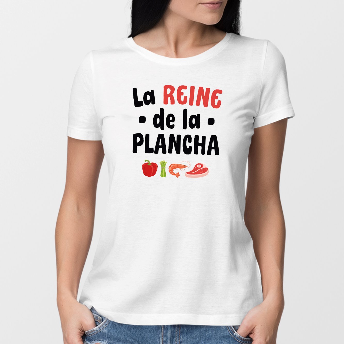 T-Shirt Femme La reine de la plancha Blanc