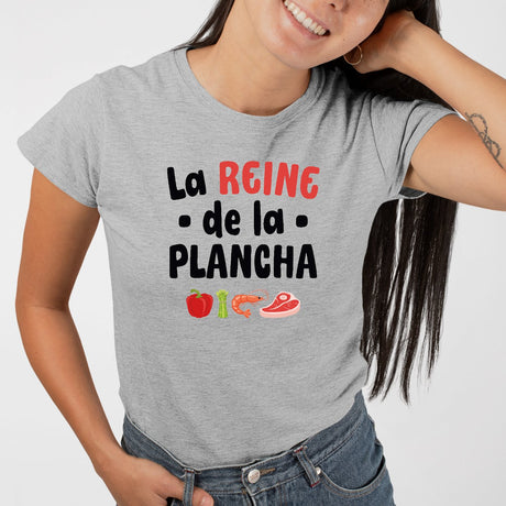 T-Shirt Femme La reine de la plancha Gris