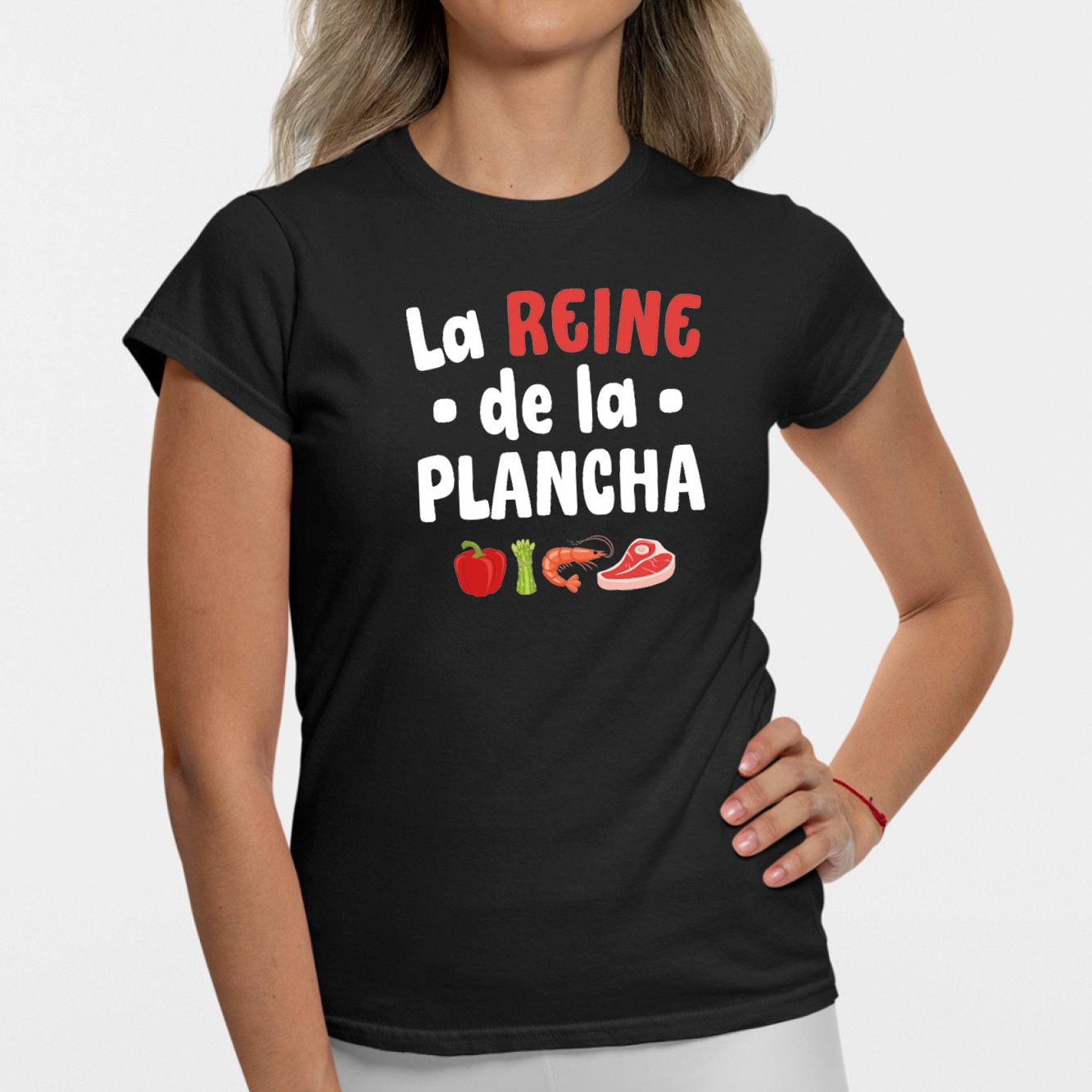 T-Shirt Femme La reine de la plancha Noir