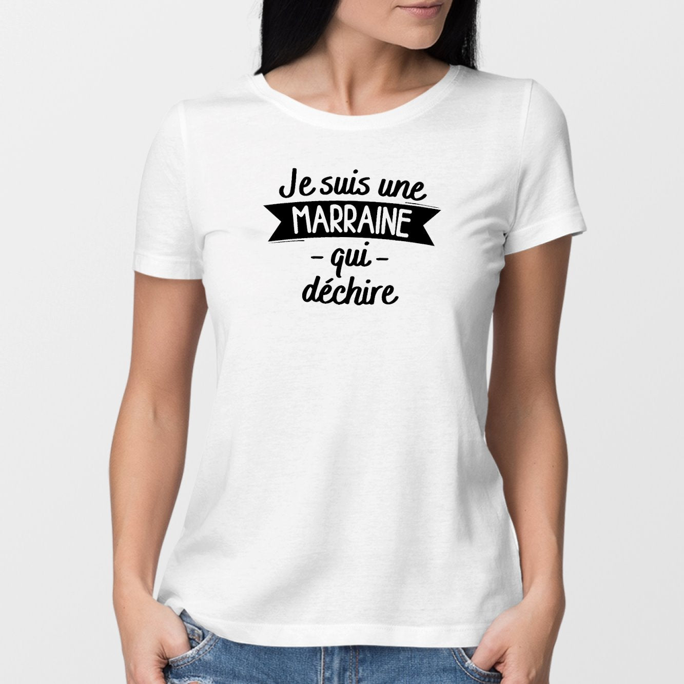 T-Shirt Femme Marraine qui déchire Blanc