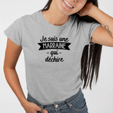 T-Shirt Femme Marraine qui déchire Gris