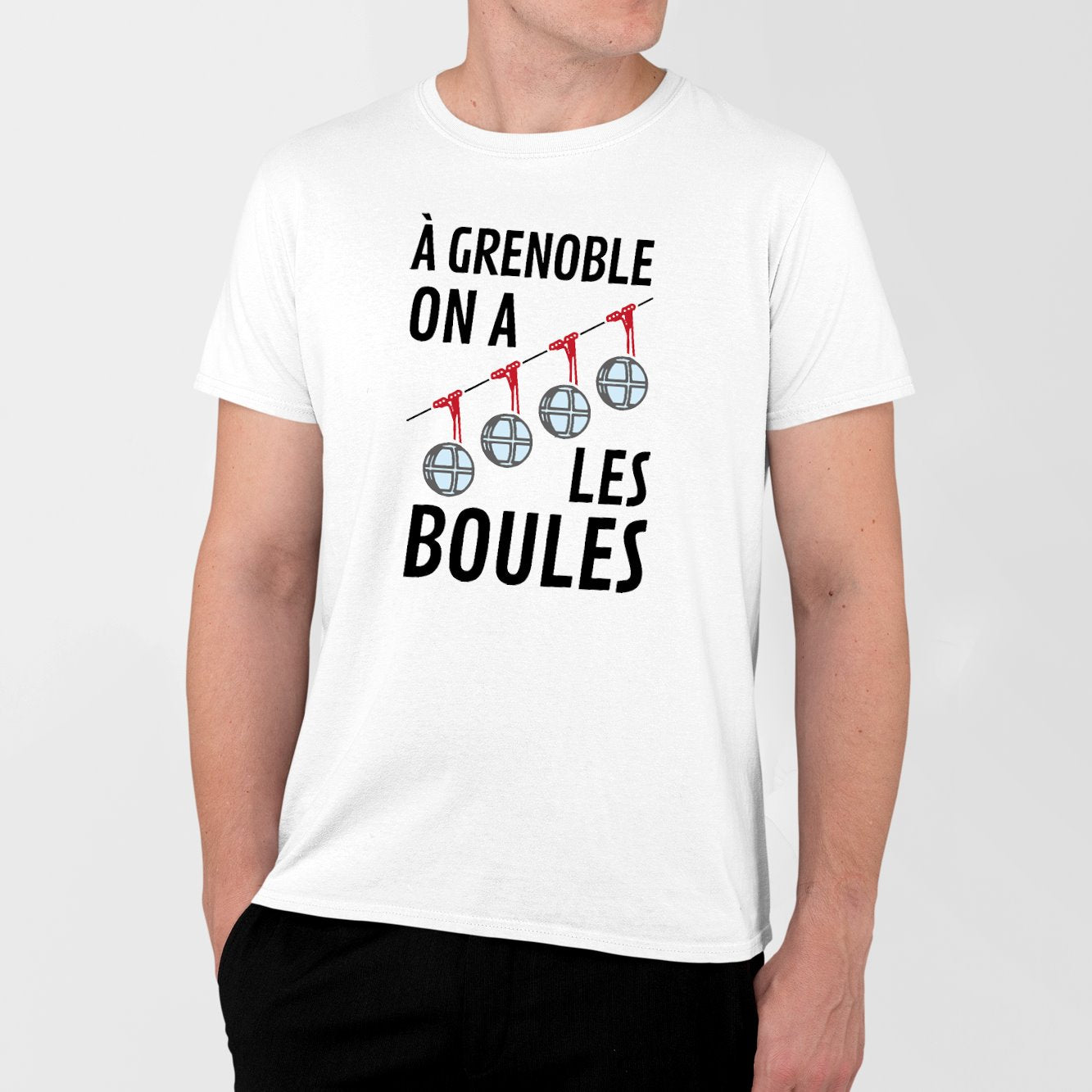 T-Shirt Homme À Grenoble on a les boules Blanc