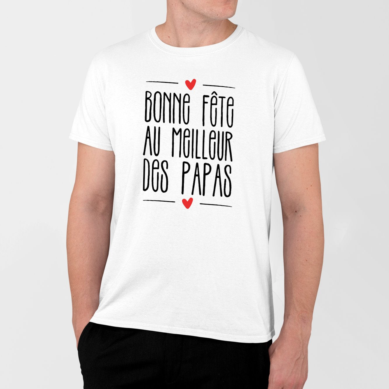 T-Shirt Homme Bonne fête au meilleur des papas Blanc