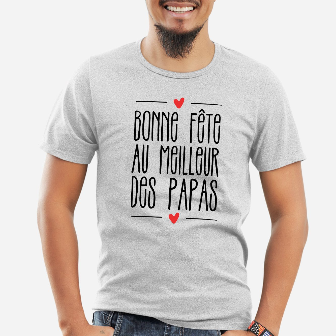 T-Shirt Homme Bonne fête au meilleur des papas Gris