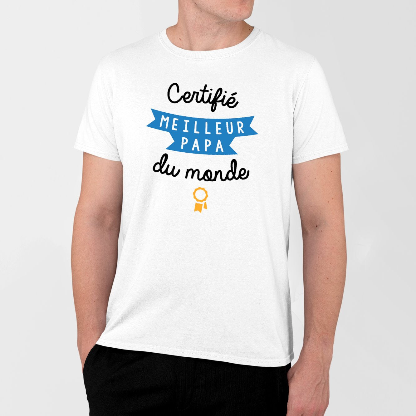 T-Shirt Homme Certifié meilleur papa du monde Blanc