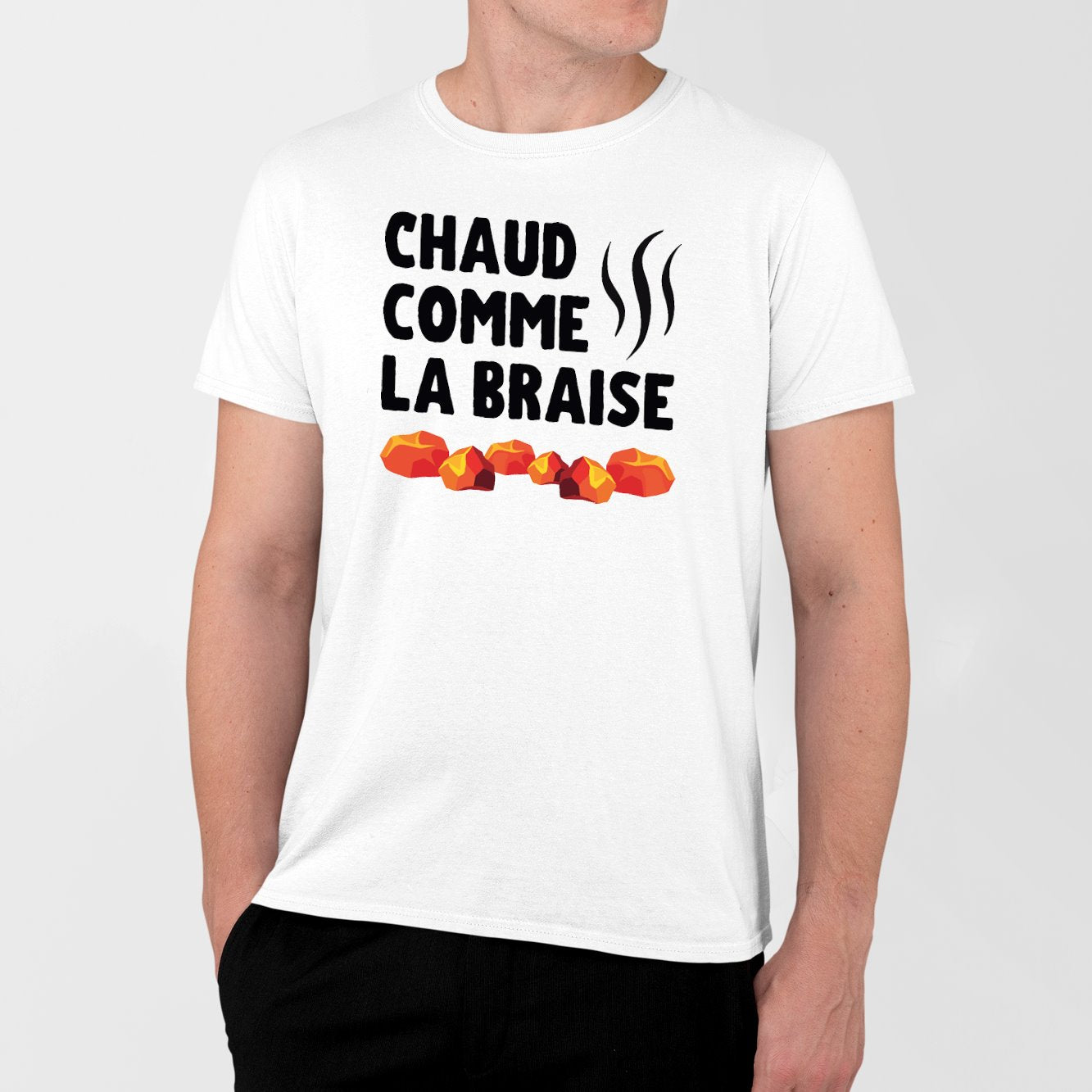 T-Shirt Homme Chaud comme la braise Blanc