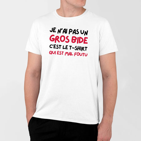 T-Shirt Homme Je n'ai pas un gros bide Blanc