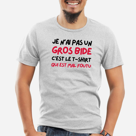 T-Shirt Homme Je n'ai pas un gros bide Gris