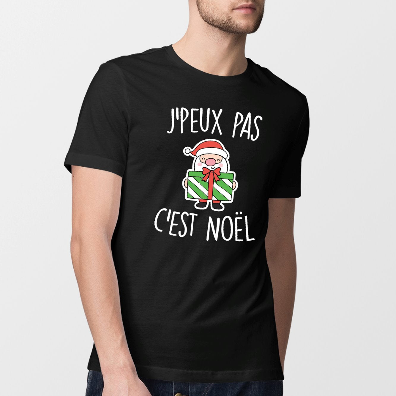 T-Shirt Homme J'peux pas c'est Noël Noir