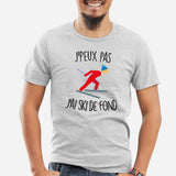 T-Shirt Homme J'peux pas j'ai ski de fond Gris