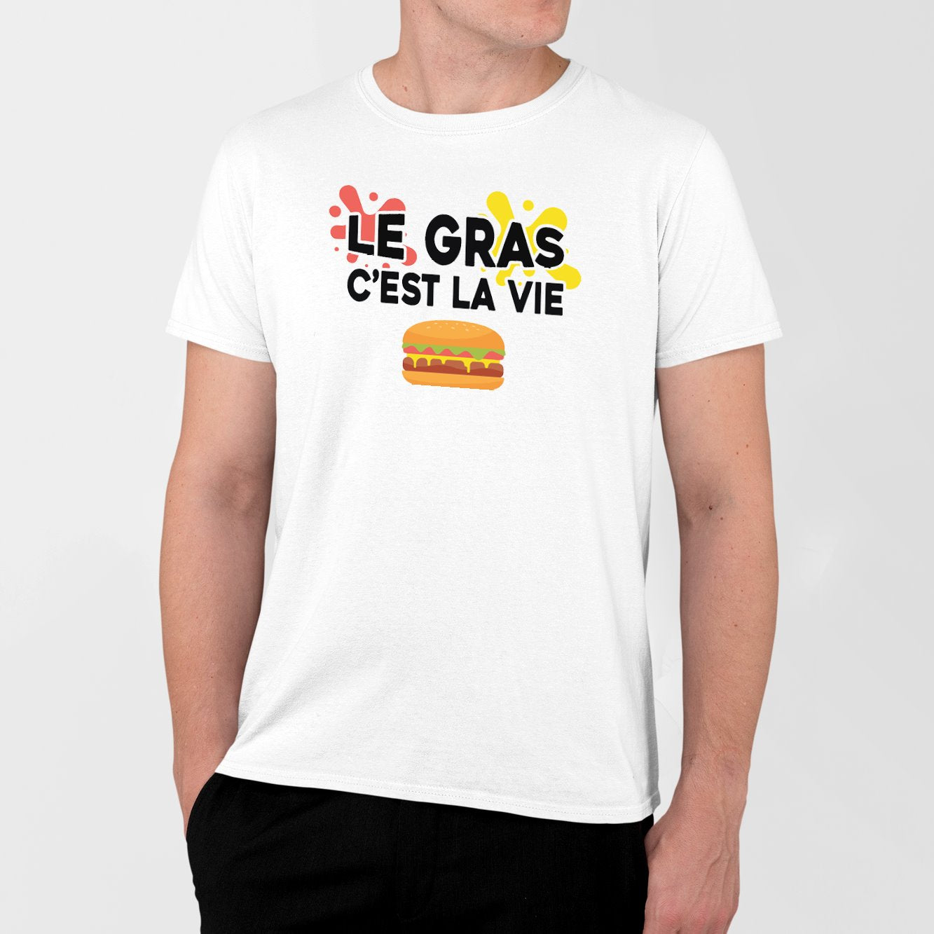 T-Shirt Homme Le gras c'est la vie Blanc