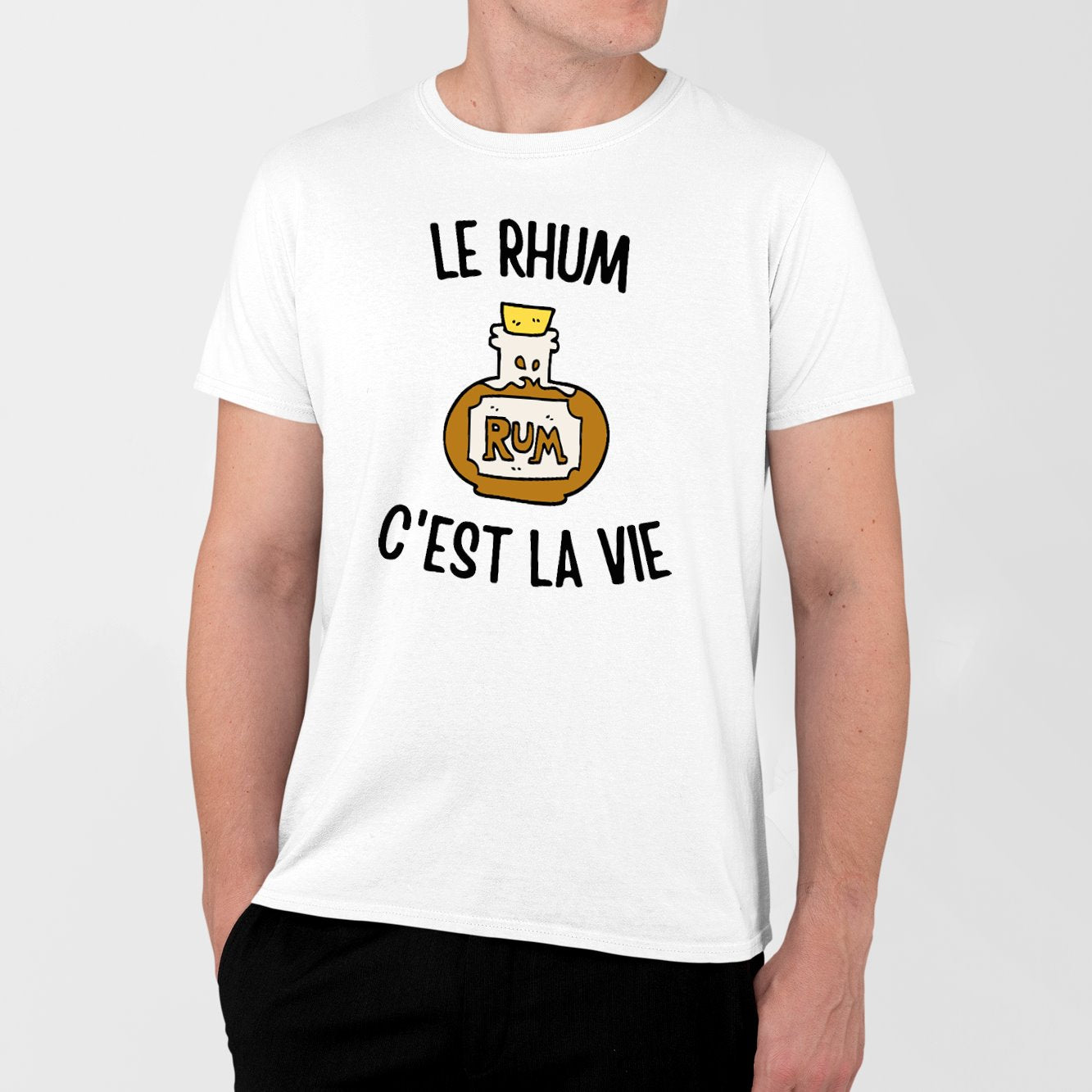 T-Shirt Homme Le rhum c'est la vie Blanc