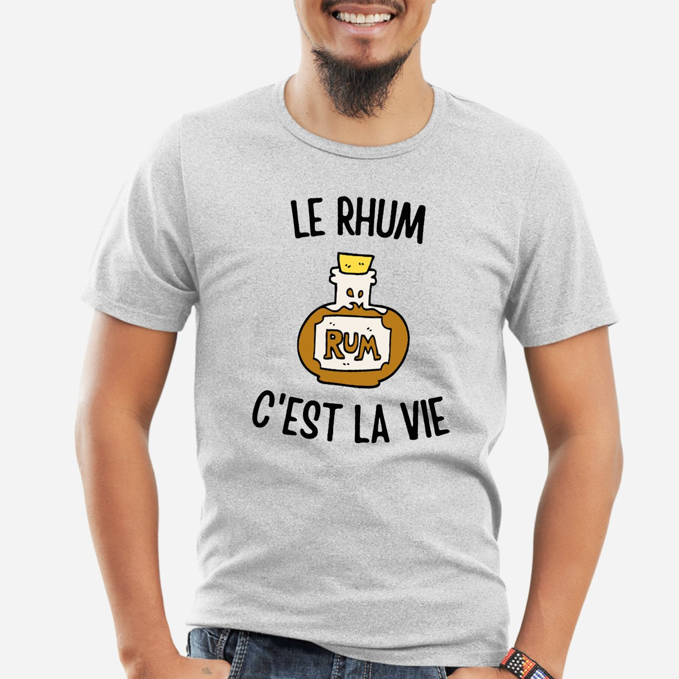 T-Shirt Homme Le rhum c'est la vie Gris