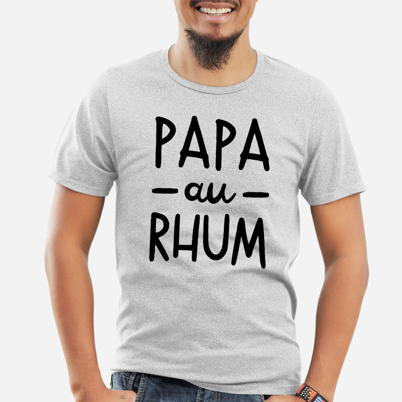 T-Shirt Homme Papa au rhum Gris