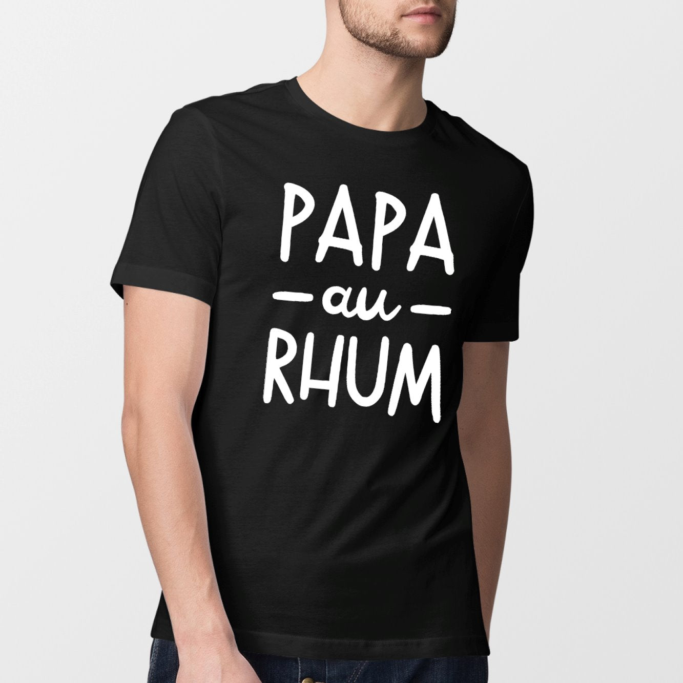 T-Shirt Homme Papa au rhum Noir